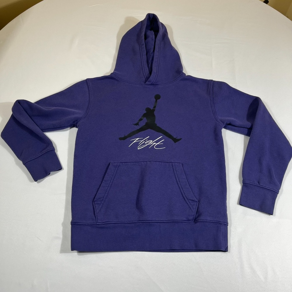Jordan Boys Youth M Hoodie Purple Flight Jumpman Pullover Long Sleeve Sweatshirt